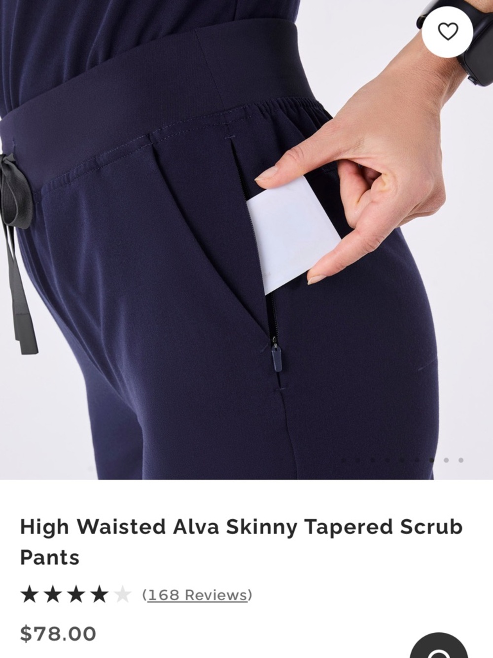 FIGS NEW High Waisted Alva Skinny Fit Tapered Pants Scrub Pant S Navy Blue - Picture 4 of 16